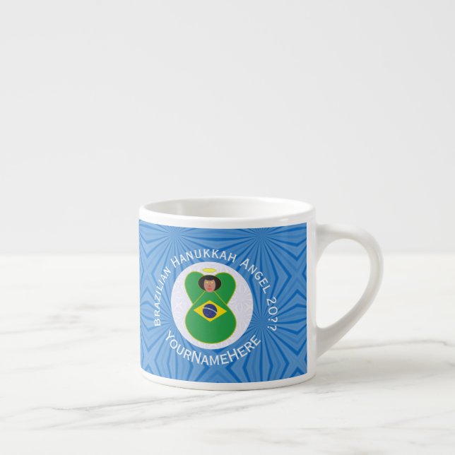 Brasiliansk Hannuká-ängel Flagga Personlig  Espressomugg (Höger)