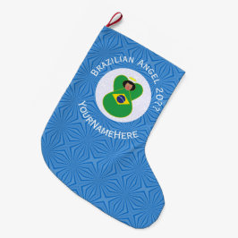 Brasiliansk Hannuka-ängel Flagga Personlig  Stor Julstrumpa