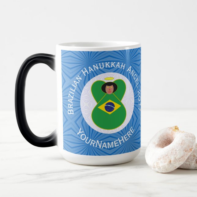 Brasiliansk Hanukkah Angel Flagga Personlig Magisk Mugg (Med munk)