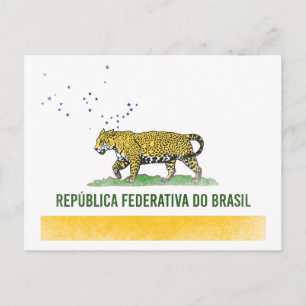 Brasiliansk Jaguar - Brasiliens Kalifornien-Flagga Vykort