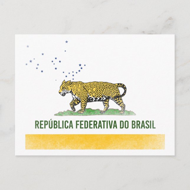 Brasiliansk Jaguar - Brasiliens Kalifornien-Flagga Vykort (Framsida)