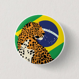 Brasiliansk Jaguar Brazilian National Animal Flagg Knapp