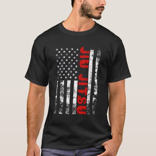 Brasiliansk Jiu Jitsu American Flagga Sports Us T Shirt (Framsida)