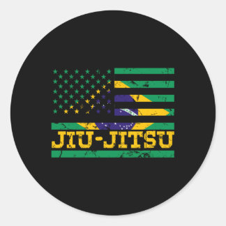 Brasiliansk Jiu Jitsu American Flagga US Sports Runt Klistermärke