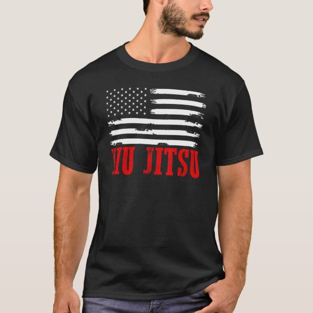 Brasiliansk Jiu Jitsu American Flagga Usa Sports M T Shirt (Framsida)