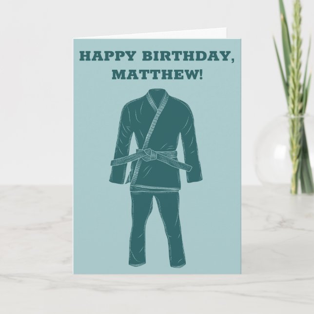 Brasiliansk Jiu Jitsu BJJ Gi Personlig Birthday Kort (Framsida)