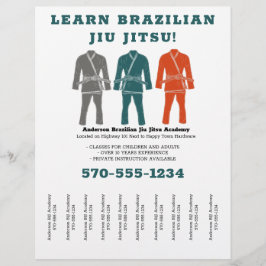 Brasiliansk Jiu Jitsu BJJ Lessons Tear Off Strips Reklamblad