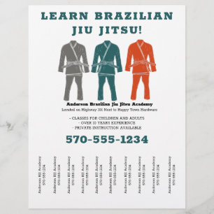 Brasiliansk Jiu Jitsu BJJ Lessons Tear Off Strips Reklamblad