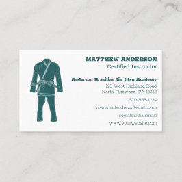 Brasiliansk Jiu Jitsu BJJ Schoool Instruktor Teal Visitkort