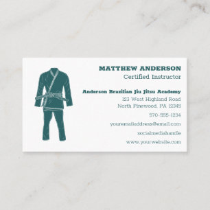 Brasiliansk Jiu Jitsu BJJ Schoool Instruktor Teal Visitkort