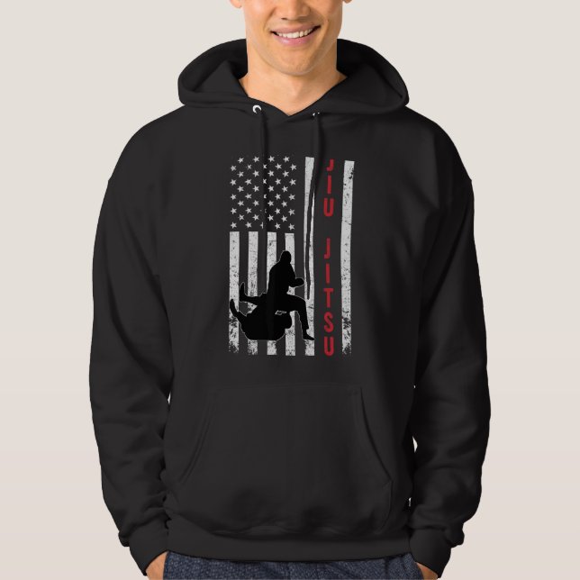 Brasiliansk Jiu Jitsu Compression Black America Fl Hoodie (Framsida)