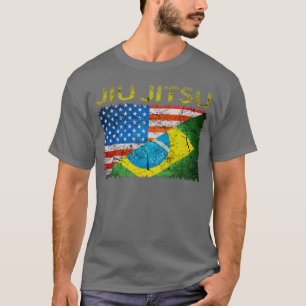 Brasiliansk Jiu Jitsu dubbelflaggorT-tröja T-shirt