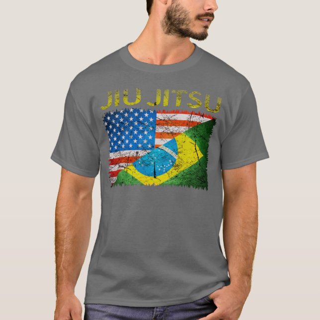 Brasiliansk Jiu Jitsu dubbelflaggorT-tröja T-shirt (Framsida)
