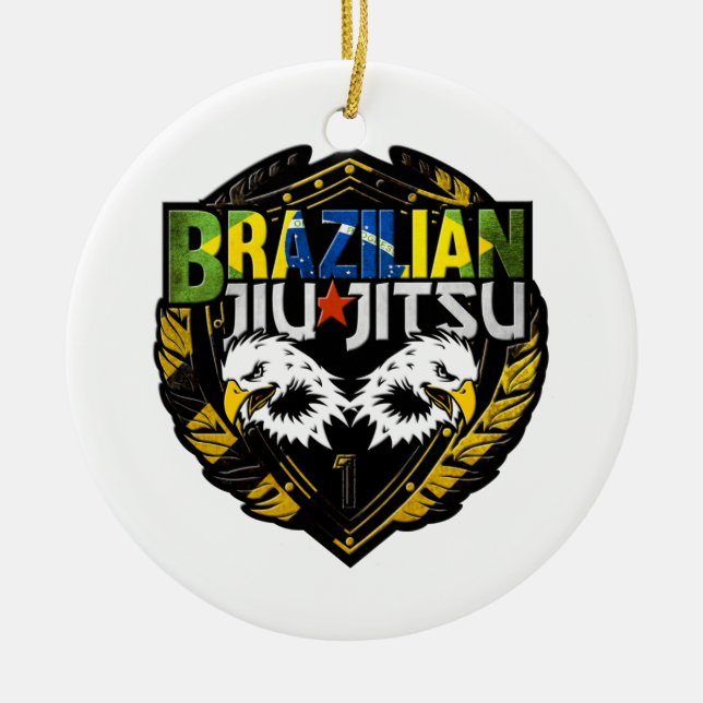 Brasiliansk Jiu Jitsu Emblem Julgransprydnad Keramik (Framsidan)