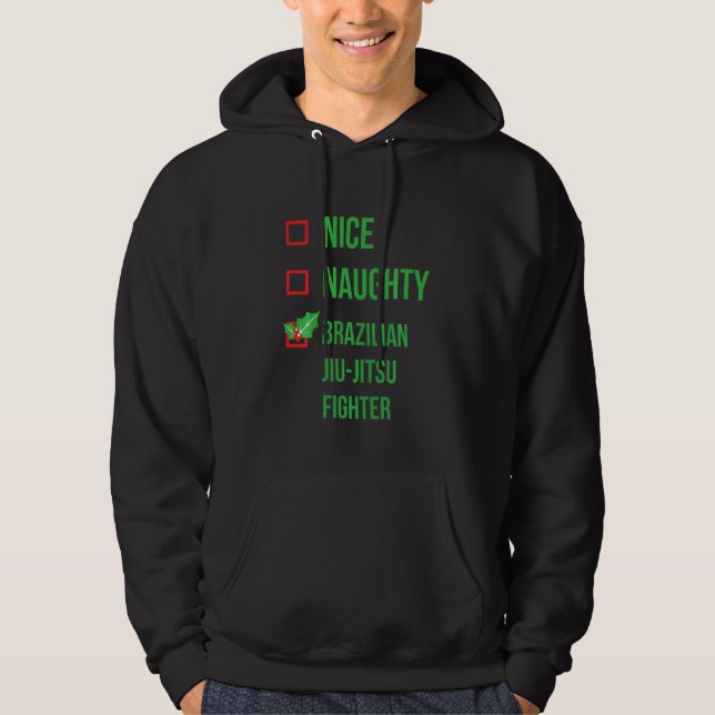 Brasiliansk Jiu Jitsu Fighter Funny Pajama-jul Hoodie (Framsida)