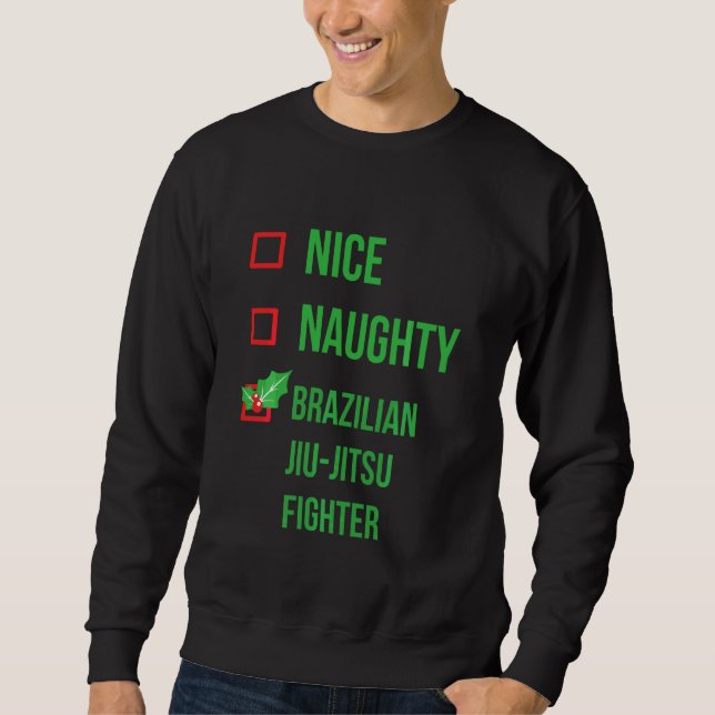 Brasiliansk Jiu Jitsu Fighter Funny Pajama-jul Lång Ärmad Tröja (Framsida)