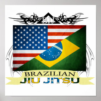 Brasiliansk Jiu JItsu Flagga Fusion poster