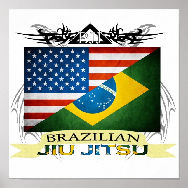 Brasiliansk Jiu JItsu Flagga Fusion poster (Framsidan)