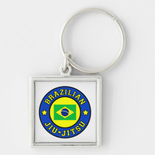 Brasiliansk Jiu Jitsu Fyrkantig Silverfärgad Nyckelring
