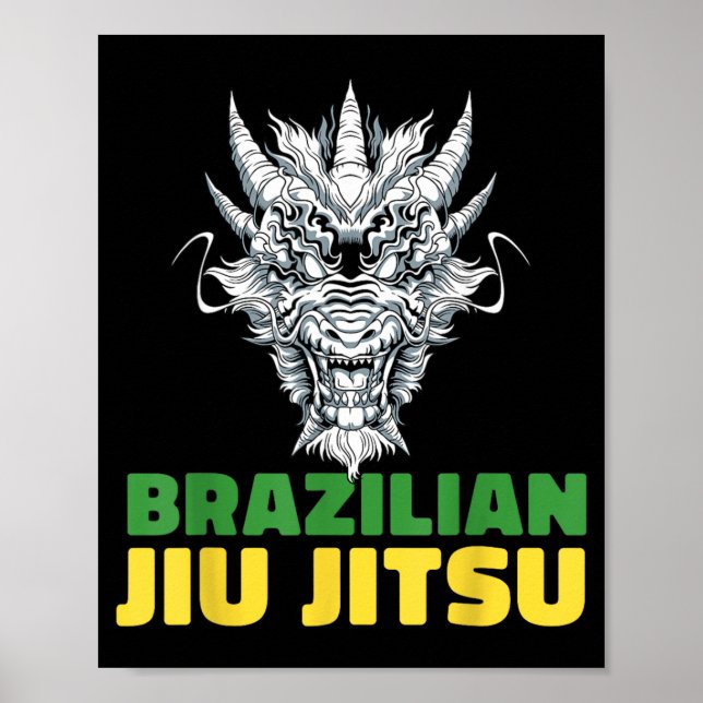 Brasiliansk Jiu Jitsu Grappling - MMA BJJ Drakon Poster (Framsidan)