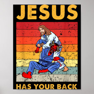 Brasiliansk Jiu Jitsu Jesus Har Din Rygg BJJ MMA Poster