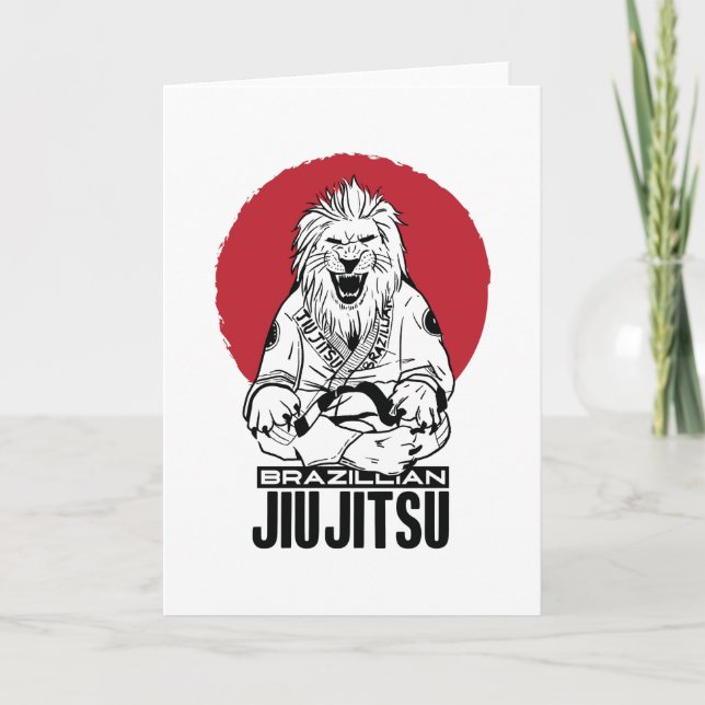 Brasiliansk Jiu Jitsu Lejon Red Sunset Kort (Framsida)
