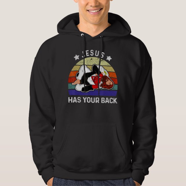 Brasiliansk Jiu Jitsu Shirt Jesus Shirt Jesus har  Hoodie (Framsida)