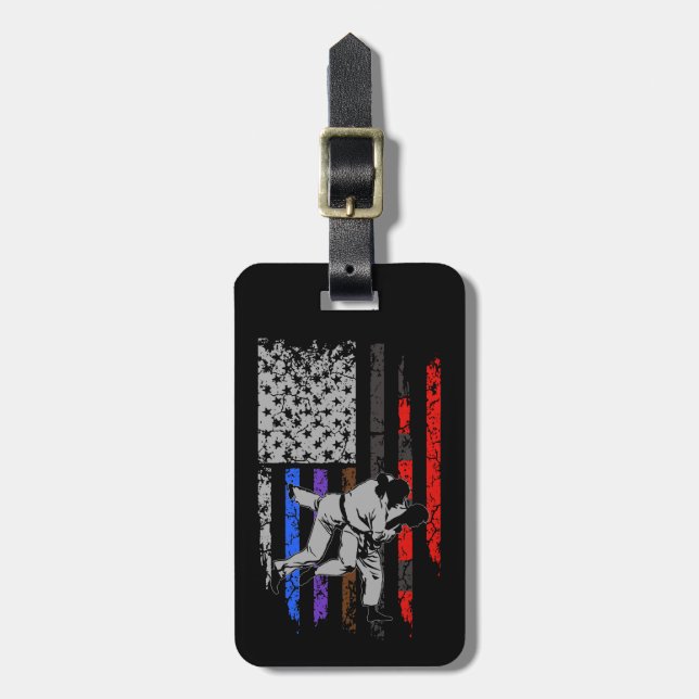 Brasiliansk Jiu Jitsu Stars & Rand Rank BJJ Flagga Bagagebricka (Vertikal Framsida)