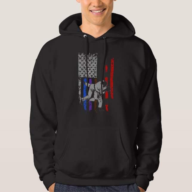 Brasiliansk Jiu Jitsu Stars & Rand Rank BJJ Flagga Hoodie (Framsida)
