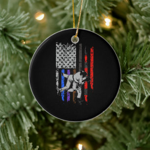 Brasiliansk Jiu Jitsu Stars & Rand Rank BJJ Flagga Julgransprydnad Keramik