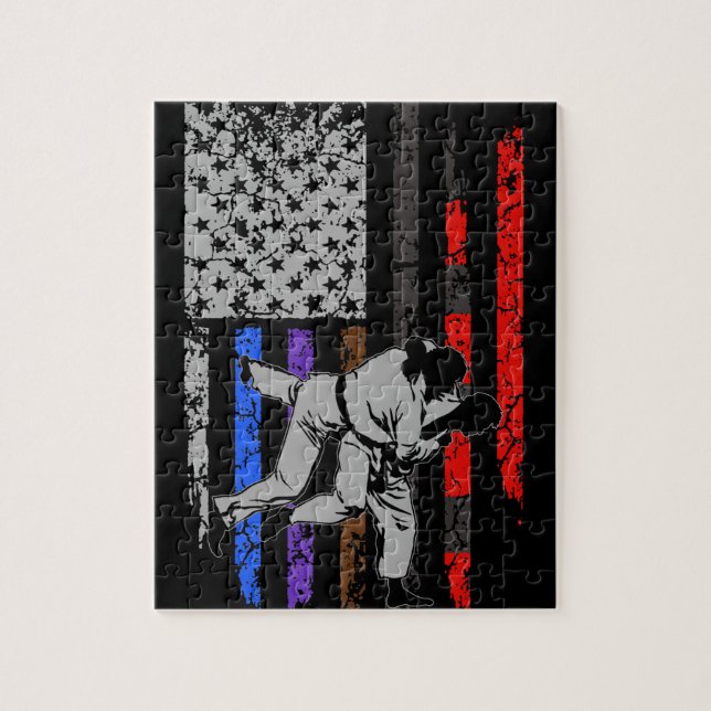 Brasiliansk Jiu Jitsu Stars & Rand Rank BJJ Flagga Pussel (Vertikal)