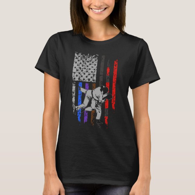 Brasiliansk Jiu Jitsu Stars & Rand Rank BJJ Flagga T Shirt (Framsida)