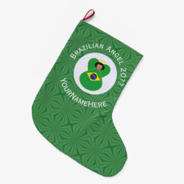 Brasiliansk julängel flagga Personlig  Stor Julstrumpa