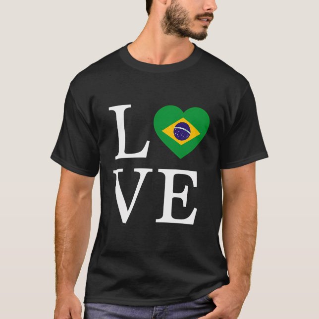 Brasiliansk Kärlek Heart-brasiliansk amerikansk Cu T Shirt (Framsida)