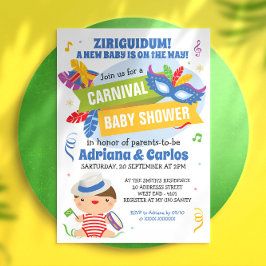 Brasiliansk Karneval Baby Shower Inbjudan