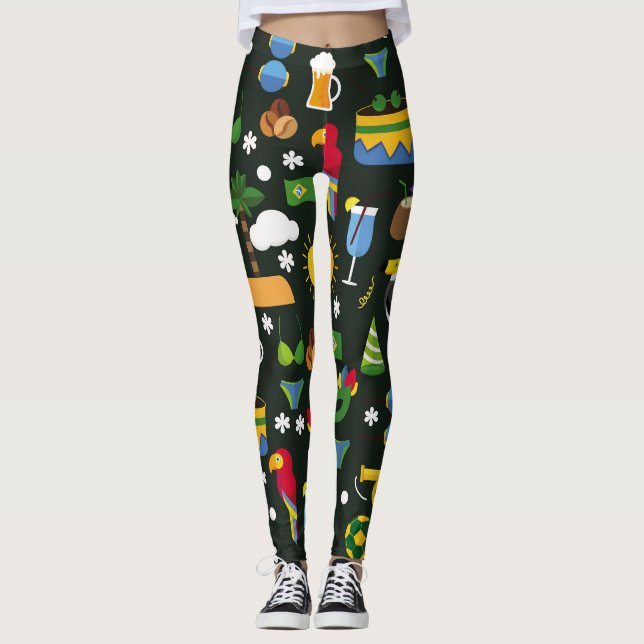 Brasiliansk karneval, vintage platt struktur. leggings (Framsida)