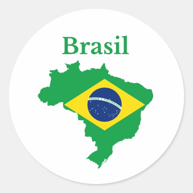 Brasiliansk Karta Flagga design Runt Klistermärke (Framsida)