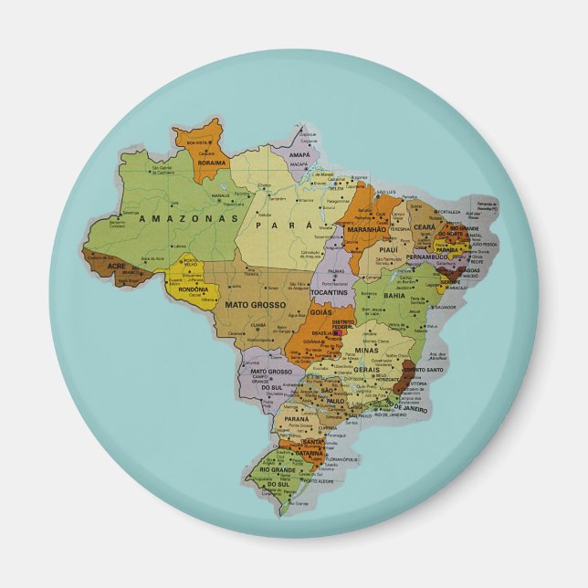Brasiliansk Karta Fridge Magnet (Framsidan)