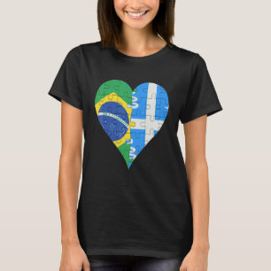 Brasiliansk Martiniquais Flagga Heart T Shirt