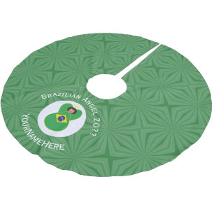 Brasiliansk Personlig för Julgel-Flagga Julgransmatta Borstad Polyester