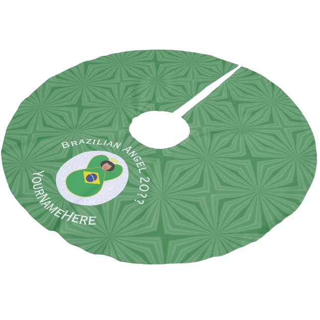 Brasiliansk Personlig för Julgel-Flagga Julgransmatta Borstad Polyester (Vinklad)