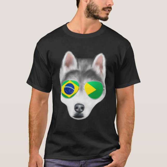Brasiliansk Pocket Flagga Hund Brasilien T Shirt (Framsida)
