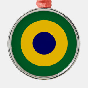 Brasiliansk roundel land flagga symbol armé militä julgransprydnad metall