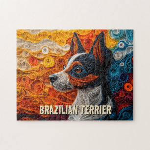 Brasiliansk Terrier Papper Quilling Art Porträtt Pussel
