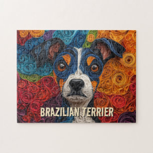 Brasiliansk Terrier Papper Quilling Art Porträtt Pussel