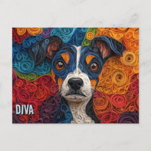 Brasiliansk Terrier Papper Quilling Art Porträtt Vykort