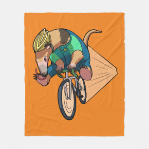 Brasiliansk Träd Anteater Riding A Bicycle Tecknad Fleecefilt