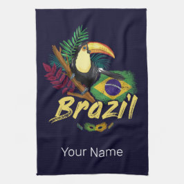 Brasiliansk Vintage Toucan Flagga Samba Mask Souve Kökshandduk