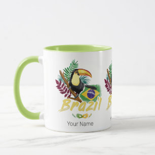 Brasiliansk Vintage Toucan Flagga Samba Mask Souve Mugg