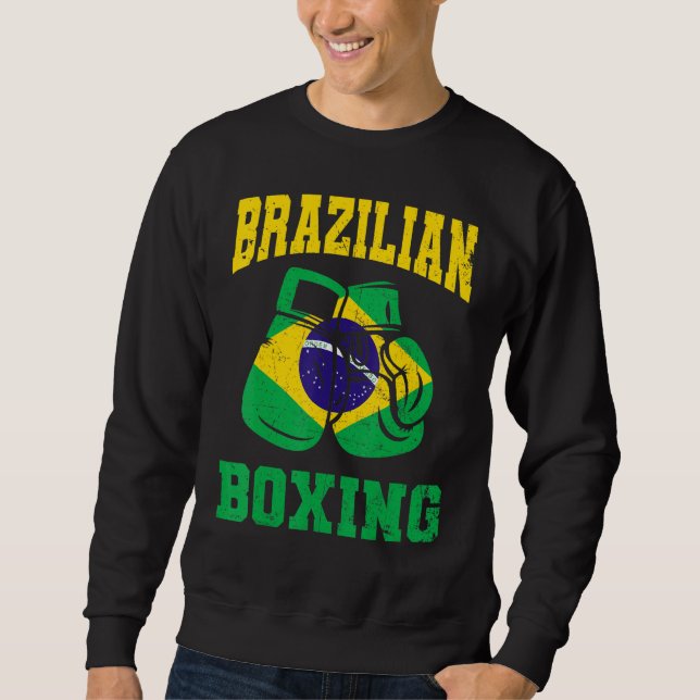 Brasilianska Boxinghandskar Brasilien Pride Manar  Lång Ärmad Tröja (Framsida)